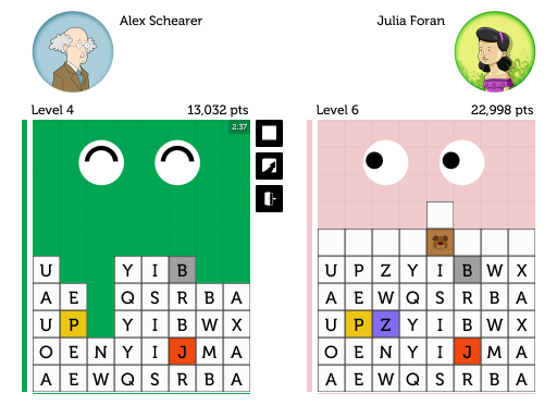 Scramble Legends interface: third iteration